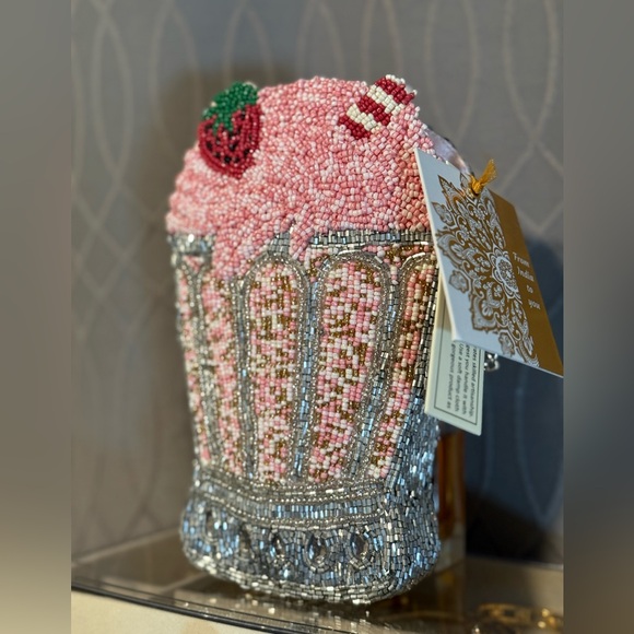 Beaded Strawberry Milkshake Clutch Crossbody Bag - Picture 4 of 7